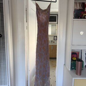 Rat & Boa Athena Velvet Burnout Slip Dress XS Lavender Floral